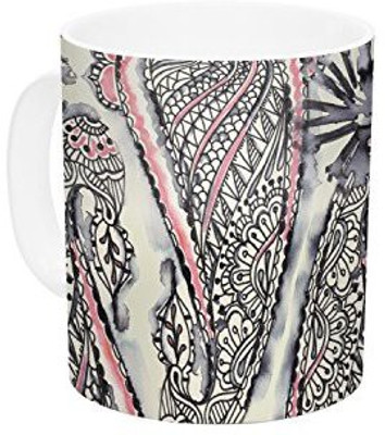 

Kess InHouse InHouse Sonal Nathwani Inky Paisley Bloom Ceramic Coffee, 11 oz, Multicolor Ceramic Mug(60 ml)