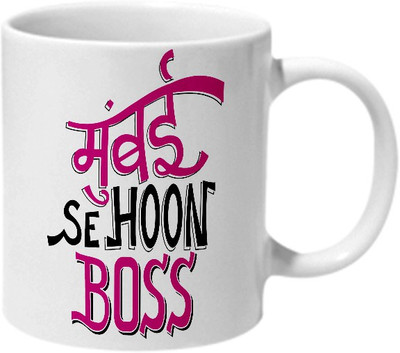 

Mooch Wale Mumbai Se Hoon Boss Ceramic Mug(325 ml), Multicolor