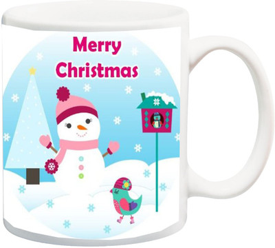 

ME&YOU Merry Christmas Gift for Kids/Children;Snow Statue Printed Ceramic Mug(325 ml), Multicolor