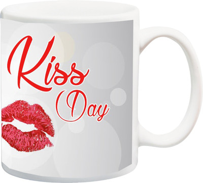 

ME&YOU Gift for Husband/Wife/Boyfriend/Girlfriend/lover;Kiss Day Lips Printed Ceramic Mug(325 ml), Multicolor