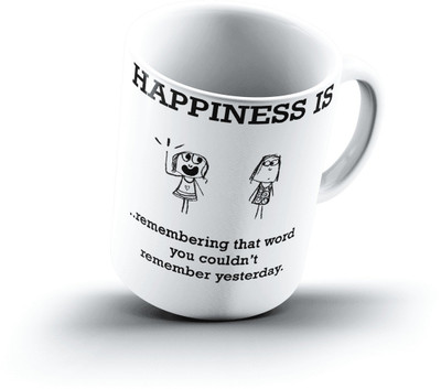 

Ucard Happiness Is2383 Bone China, Ceramic, Porcelain Mug(325 ml), Multicolor