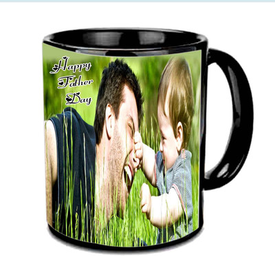 

Raj Laxmi Father Spend Porecious Time With His Son Multicolor Ceramic Mug(3.5 ml), Black