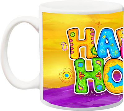 

ME&YOU Gift for Holi;Happy Holi colorfu HD printed Ceramic Mug(325 ml), Multicolor