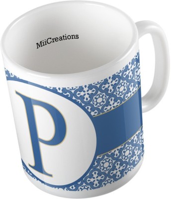 

MiiCreations Printed Alphabet Letter "P" Ceramic Mug(325 ml), Multicolor