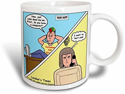 

3dRose Typical Techie Help Departments Ceramic, 11 oz, White Ceramic Mug(60 ml), Multicolor