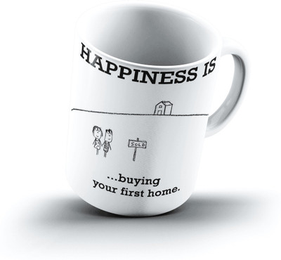

Ucard Happiness Is1242 Bone China, Ceramic, Porcelain Mug(325 ml), Multicolor