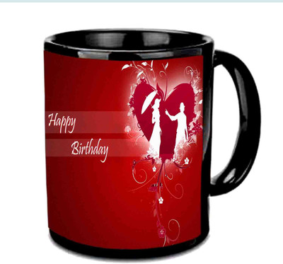 Raj Laxmi Happy B'day With Love Background Black Ceramic Mug(3.5 ml)