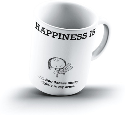 

Ucard Happiness Is1787 Bone China, Ceramic, Porcelain Mug(325 ml), Multicolor