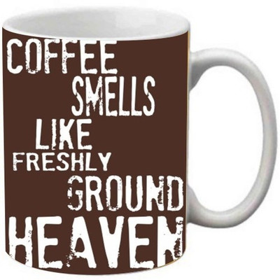 Maison N Mode Coffee Smells Like freshly Coffee Ceramic Mug(330 ml), Multicolor