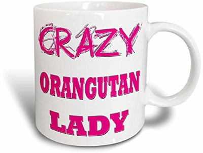 

3dRose Crazy Orangutan Lady Ceramic, 15 oz, White Ceramic Mug(60 ml), Multicolor