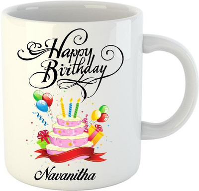 

Huppme Happy Birthday Navanitha White (350 ml) Ceramic Mug(350 ml)