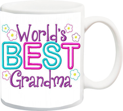 

ME&YOU Gift for Grandparents/mom/mammy/maa On Birthday/Special Occasion;world best grandma printed Ceramic Mug(325 ml), Multicolor