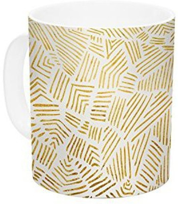 

Kess InHouse InHouse Pom Graphic Design Inca Day and Night Gold Black Ceramic Coffee, 11 oz, Multicolor Ceramic Mug(60 ml)