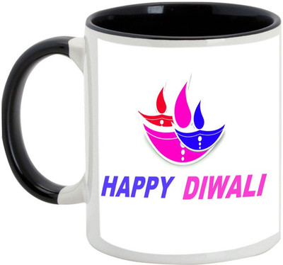 

AllUPrints Gifts For Deepawali - Prosperous Happy Diwali Design 26 Ceramic Mug(325 ml), Black