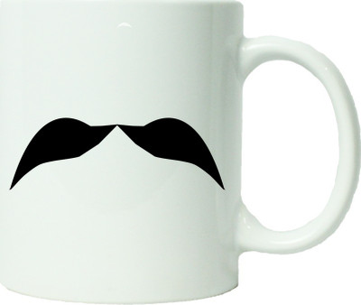 

Maison N Mode Mustache Coffee Ceramic Mug(330 ml), Multicolor