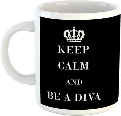 

Deeher Gifts Keep calm and be a Diva Ceramic Mug(330 ml), Black;white