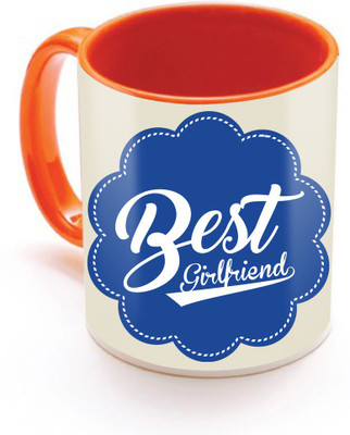 

SKY TRENDS Best Girlfriend With Blue Flower Color Special Gifts For Birthday And Anniversary Inner Color Orange Ceramic Mug(320 ml), Multicolor
