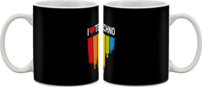 

Artifa I Love Techno Porcelain, Ceramic Mug(350 ml), Multicolor
