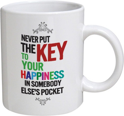

Disginer Cases The Key To Your Happiness - MyBestow White Plain Coffee Ceramic Ceramic Mug(320 ml), Multicolor
