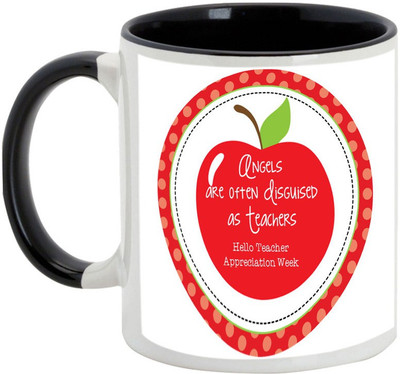 

AllUPrints Teacher Our Angles Ceramic Mug(325 ml), Black