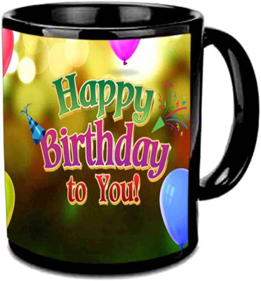 

Raj Laxmi 4 balloons black Ceramic Mug(350 ml)