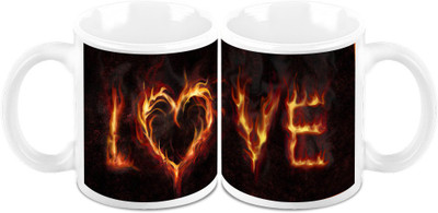 

Homesogood Valentine's Day Burning Art (Set Of 2) Ceramic Mug(325 ml, Pack of 2)