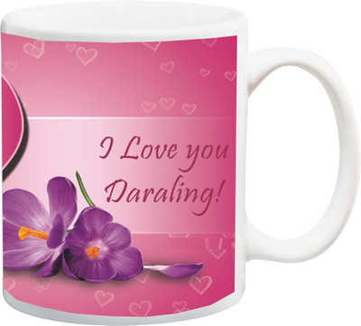 

ME&YOU Gift for Husband/Wife/Girlfriend/Boyfriend/Lover;"I Love You Daraling Rose 3D printed Ceramic Mug(325 ml), Multicolor