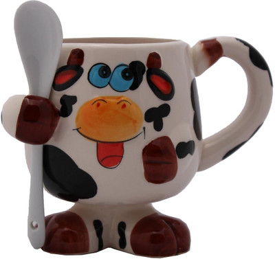 

Aarzool 3d Look Dog Print With Spoon Ceramic Mug, Multicolor