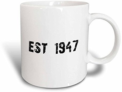 

3dRose Grunge Est Established in 1947 forties Baby Born Child of the 1940S Personal Custom Birth Year Ceramic, 15 oz, White Ceramic Mug(60 ml), Multicolor