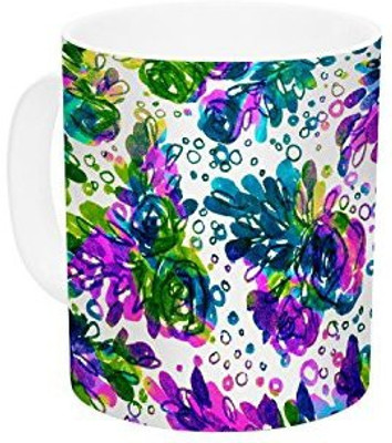 

Kess InHouse InHouse Ebi Emporium Prismatic Posy III Purple Green Ceramic Coffee, 11 oz, Multicolor Ceramic Mug(60 ml)