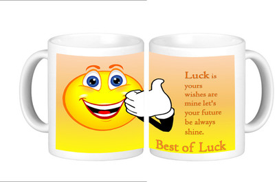 

Shopmillions Best Of Luck Ceramic Mug(300 ml), Multicolor