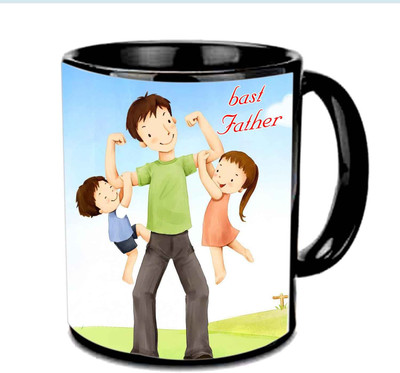 

Raj Laxmi Best Father Multicolor Ceramic Mug(3.5 ml), Black