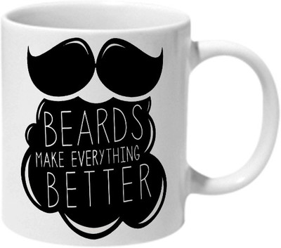 

Mooch Wale Beards Make Everything Better Ceramic Mug(325 ml), Multicolor