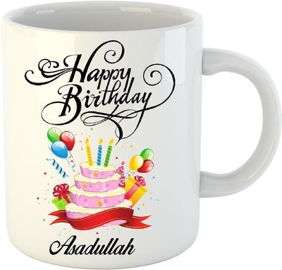 

HuppmeGift Happy Birthday Asadullah White (350 ml) Ceramic Mug(350 ml)