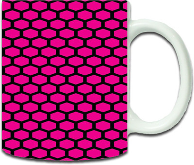 

Maison N Mode Pink Bk Pattern Coffee Ceramic Mug(330 ml), Multicolor