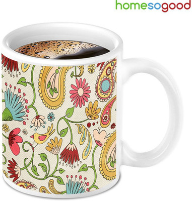 41% OFF on Homesogood Colorful Floral Patterns Ceramic Mug(280 ml)