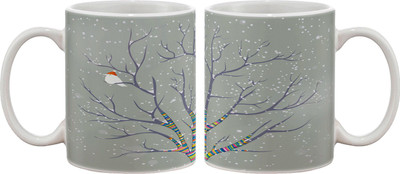 

Artifa Snow Falling On Tree And Bird Porcelain, Ceramic Mug(350 ml), Multicolor