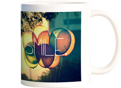 

Rangeele Inkers Smile Balloon Ceramic Mug(300 ml), Multicolor