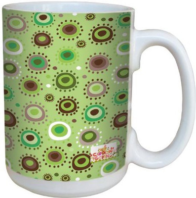 

Tree-Free Greetings Greetings lm43498 Retro Green Blobs by Carolyn Gavin Ceramic with Full-Sized Handle, 15-Ounce Ceramic Mug(60 ml), Multicolor