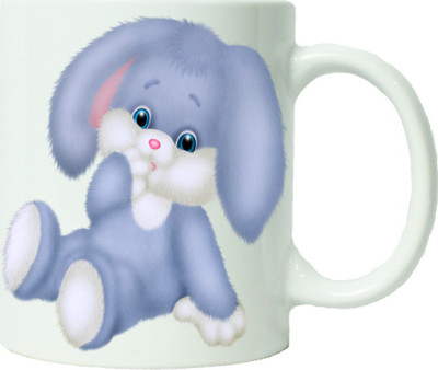 

Maison N Mode Cute Blue Bunny Coffee Ceramic Mug(330 ml), Multicolor