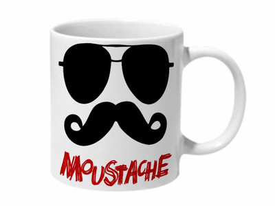 

Mooch Wale Avaiator Moustache Ceramic Mug(325 ml), Multicolor
