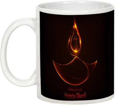 

AllUPrints Gifts For Diwali - Illuminate Yourself In Lights Of Deepawali Ceramic Mug(325 ml), White
