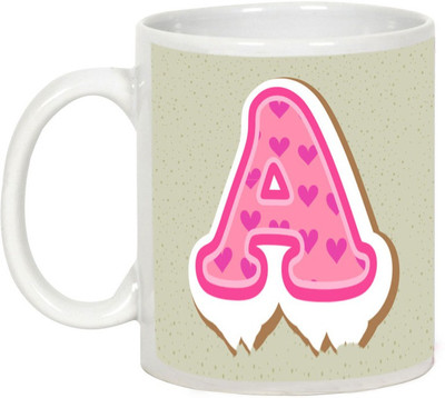

AllUPrints Colorful Alphabet Letters "A" Ceramic Mug(325 ml), White