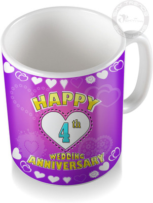 

SKY TRENDS 4th Happy Wedding Anniversary Coffee Ceramic Mug(320 ml), White