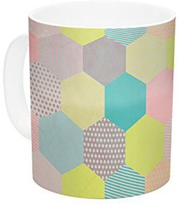 

Kess InHouse InHouse Louise Machado Pastel Hexagon Geometric Ceramic Coffee, 11 oz, Multicolor Ceramic Mug(60 ml)