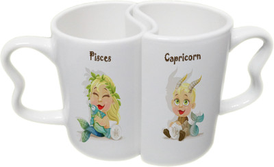 

Ucard Pisces and Capricorn Zodiac Sign Couple Bone China, Ceramic, Porcelain Mug(325 ml), Multicolor