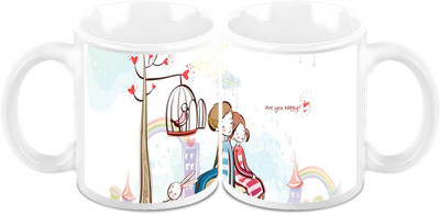 

Homesogood Are You Happy On Valentine's Day (Set Of 2) Ceramic Mug(325 ml, Pack of 2)