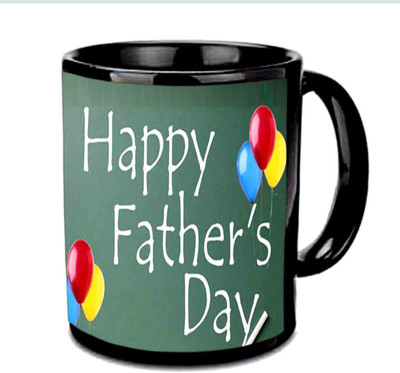 

Raj Laxmi Happy Fathers Day Colorful Ballons Design Multicolor Ceramic Mug(350 ml), Black