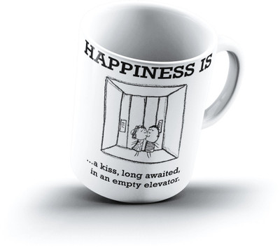 

Ucard Happiness Is2354 Bone China, Ceramic, Porcelain Mug(325 ml), Multicolor