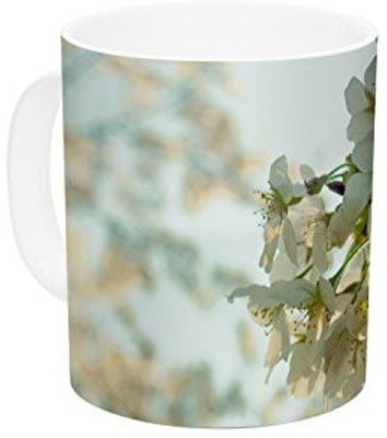 

Kess InHouse InHouse Robin Dickinson Cherry Blossoms White Flower Ceramic Coffee, 11 oz, Multicolor Ceramic Mug(60 ml)